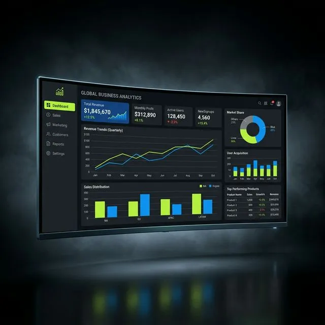 Mockup de sistema dashboard